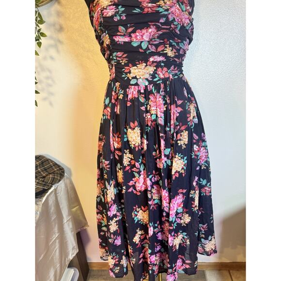 Vintage Laura Ashley Floral Dress Cottagecore Boning Goth Petite Dark Romantic - Picture 9 of 16